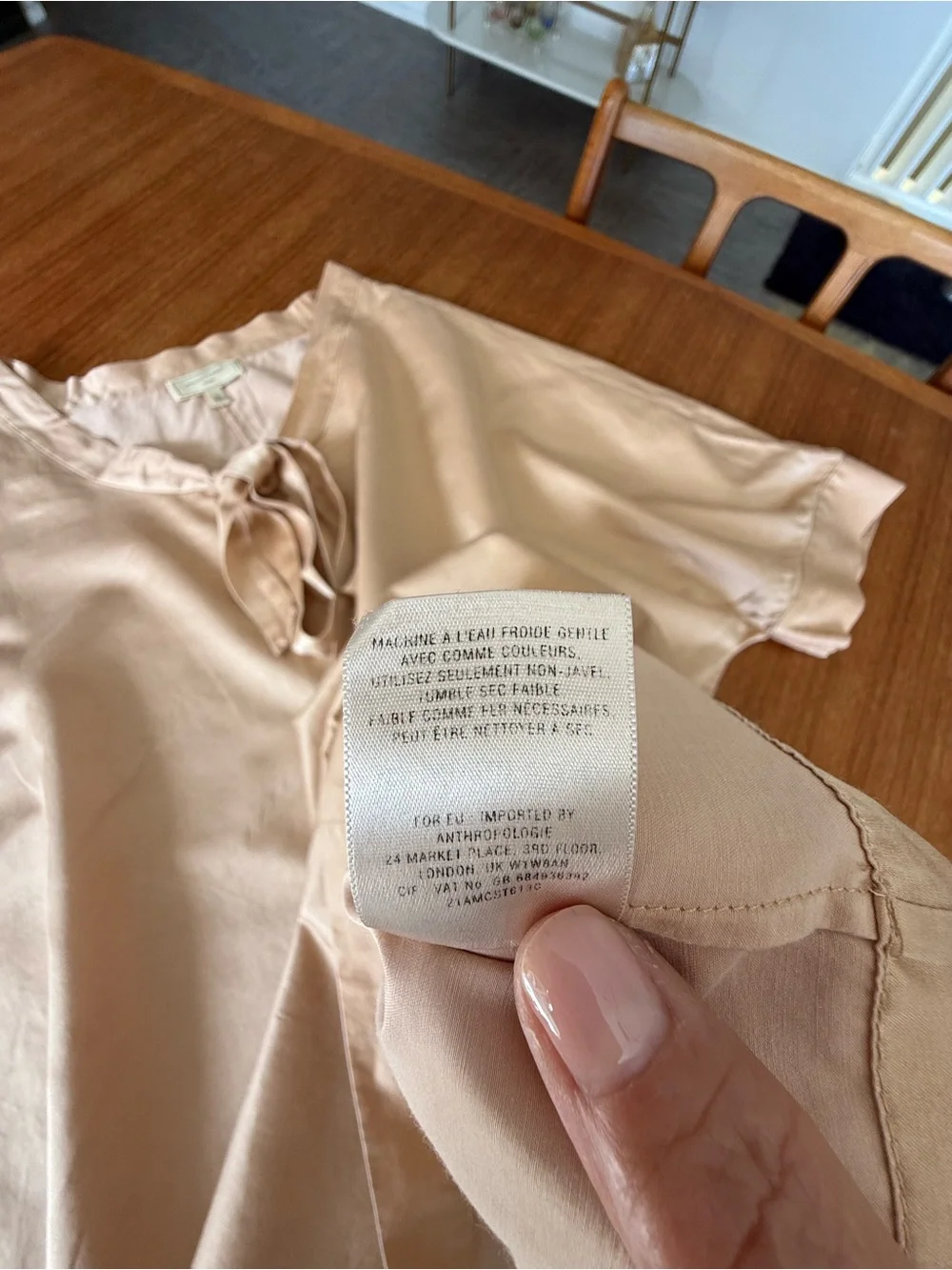 Anthropologie Moulinette Soeurs Tie-Neck Dolman Blush/Soft Rose Gold - Picture 9 of 14